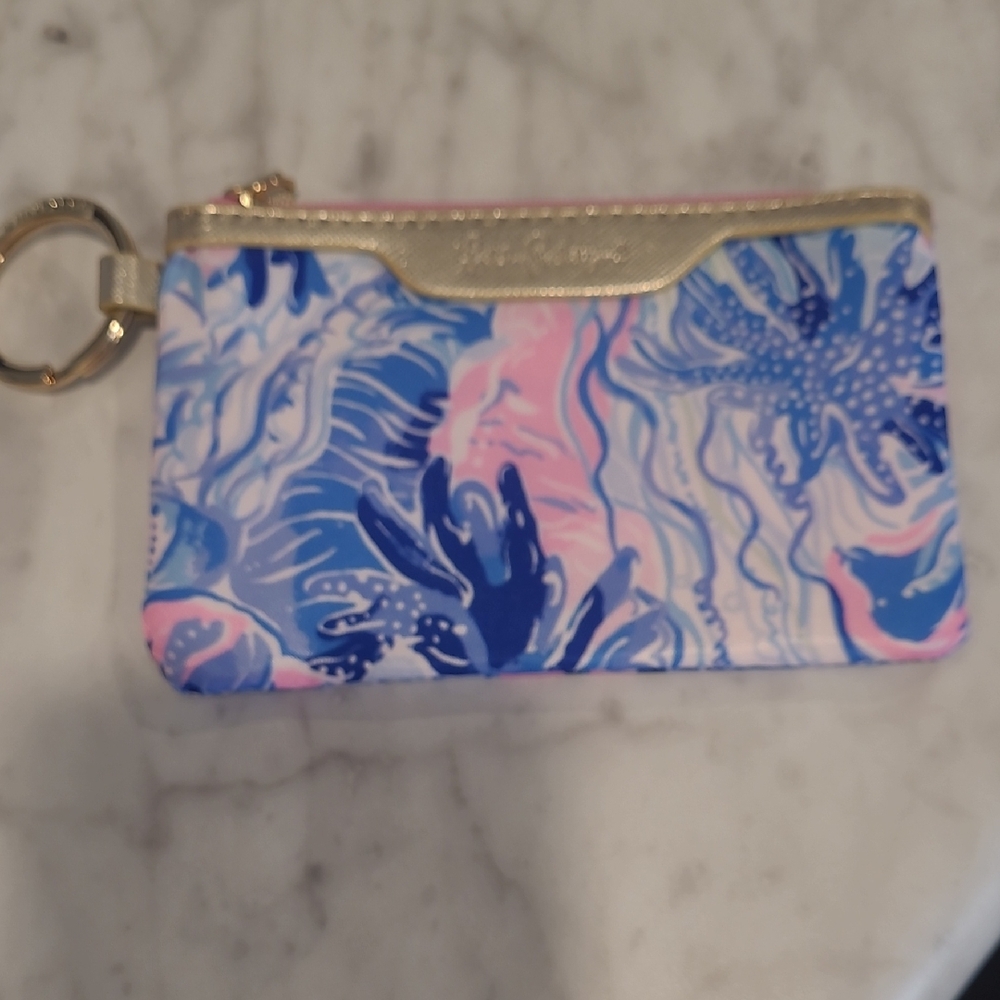 Lilly Pulitzer Blue and Pink Keychain Wallet